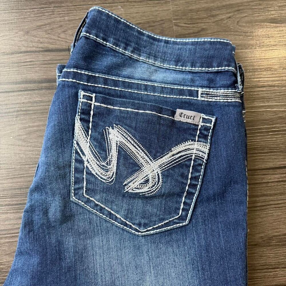 Y2K Cruel blue bootcut jeans Embroidered pants western Size 32"